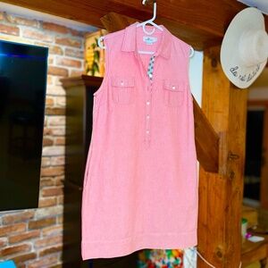 Vineyard Vines Red Chambray Sleeveless Popover Cotton Dress Sz 10